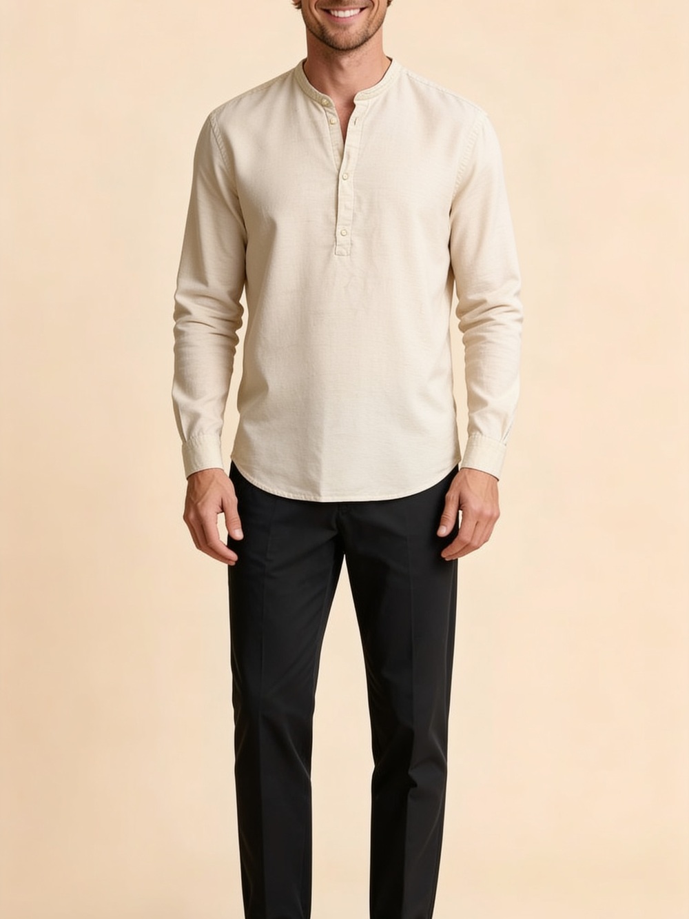 Zara Men's Cream Button Placket Shirt